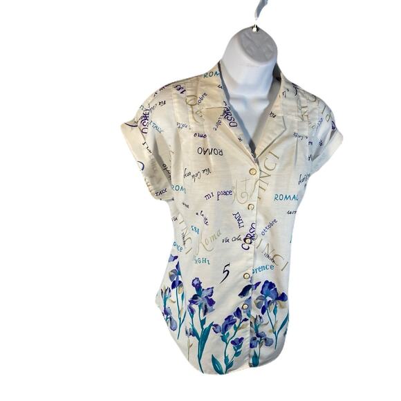 ACT III Vintage 80s Buttondown, Collared ,Shortsleeve Women’s Blouse - Picture 4 of 10